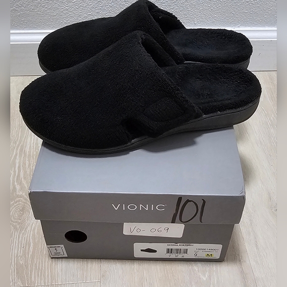 Vionic Gemma Slippers Womens Size 9 Black Slip On Mule Adjustable Slide - Picture 1 of 5